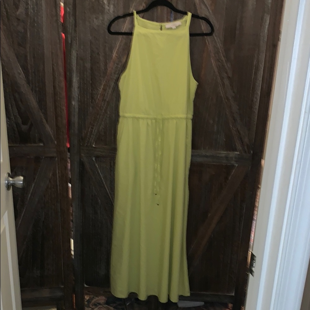 LOFT Green Sleeveless Halter Maxi Dress